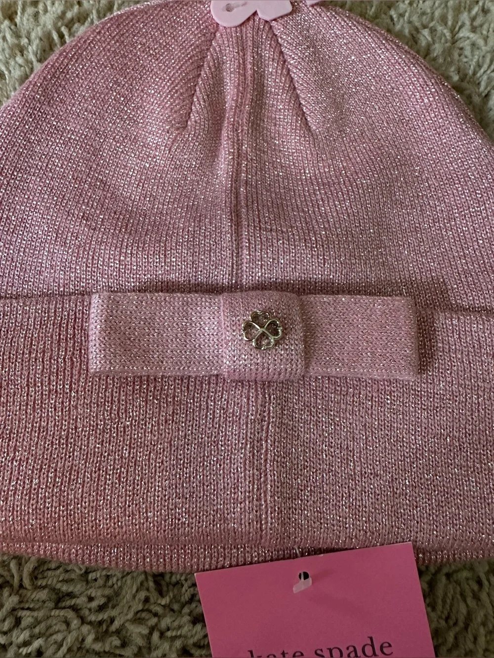 NWT KATE SPADE METALLIC BOW FLOWER STUD HAT